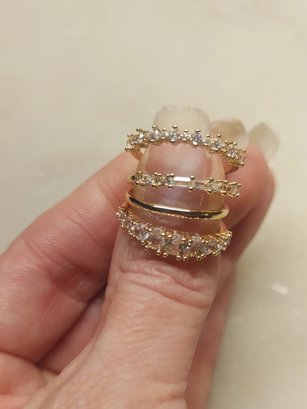 BOGO! NEW! Set Of 4 CZ Stackable Gold Rings Size 6